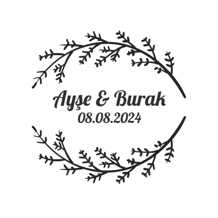 Kış Temalı Oval Çiçekli Etiket Kına Nişan Düğün 3x3 cm özel etiket / 50 adet sticker