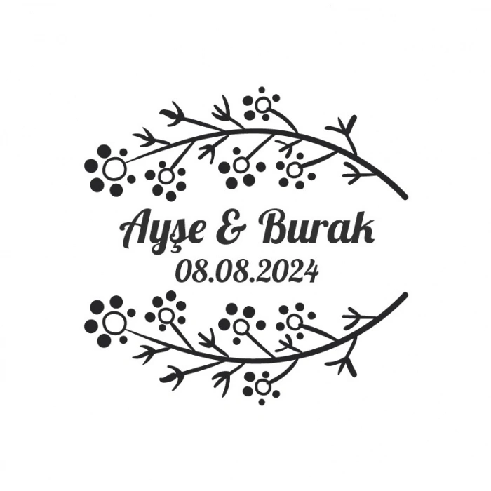 Kış Yapraklı ve Meyveli Dikdörtgen Etiket Kına Nişan Düğün 3x3 cm özel etiket / 50 adet sticker