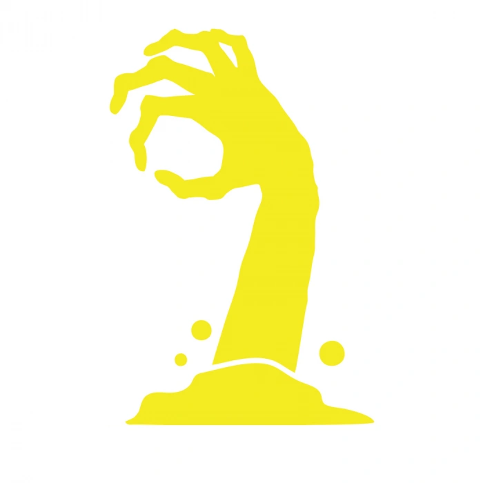 Zombi Eli Araba Sticker 17x17 Cm Sarı