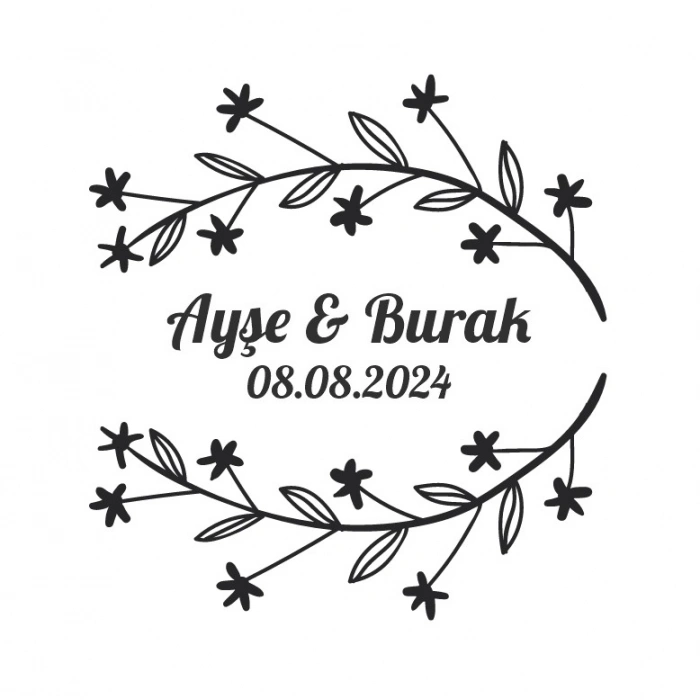 Kozalak ve Kırmızı Meyveli Yuvarlak Etiket Kına Nişan Düğün 3x3 cm özel etiket / 50 adet sticker