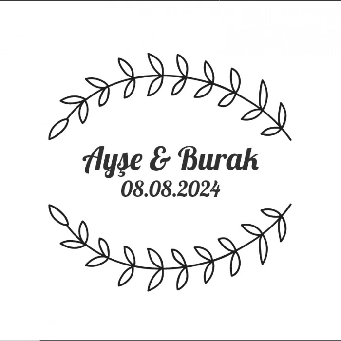 Altın Çerçeveli Çam Kozalaklı Etiket Kına Nişan Düğün 3x3 cm özel etiket / 50 adet sticker