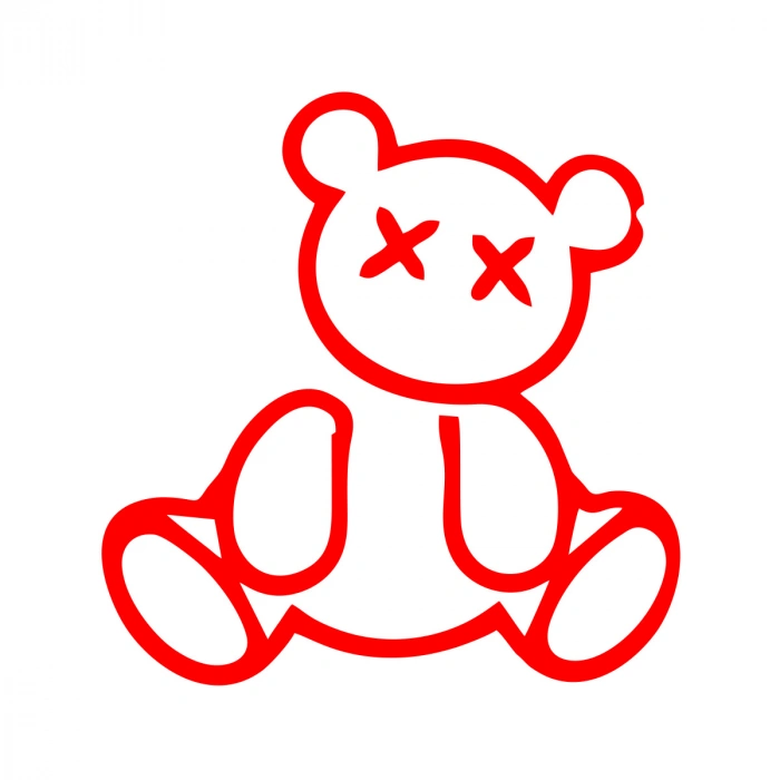 Ayıcık Araba Sticker 17x17 Cm Kırmızı