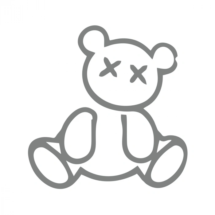 Ayıcık Araba Sticker 17x17 Cm Gri