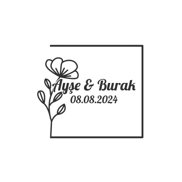 Altın Çerçeveli Kış Meyveli Etiket Kına Nişan Düğün 3x3 cm özel etiket / 50 adet sticker