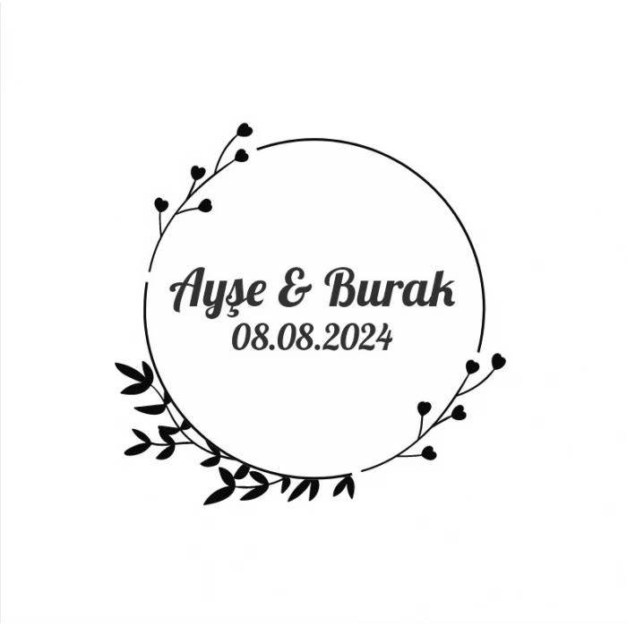 Zarif Altın Rengi Çelenk Etiketi Kına Nişan Düğün 3x3 cm özel etiket / 50 adet sticker