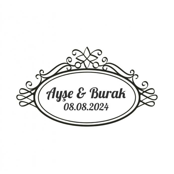 Sade Çiçekli Altın Çelenk Etiketi Kına Nişan Düğün 3x3 cm özel etiket / 50 adet sticker