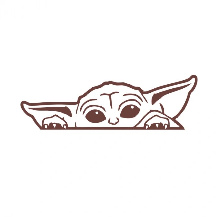 Baby Yoda Araba Stickeri 17x17 Cm Kahverengi