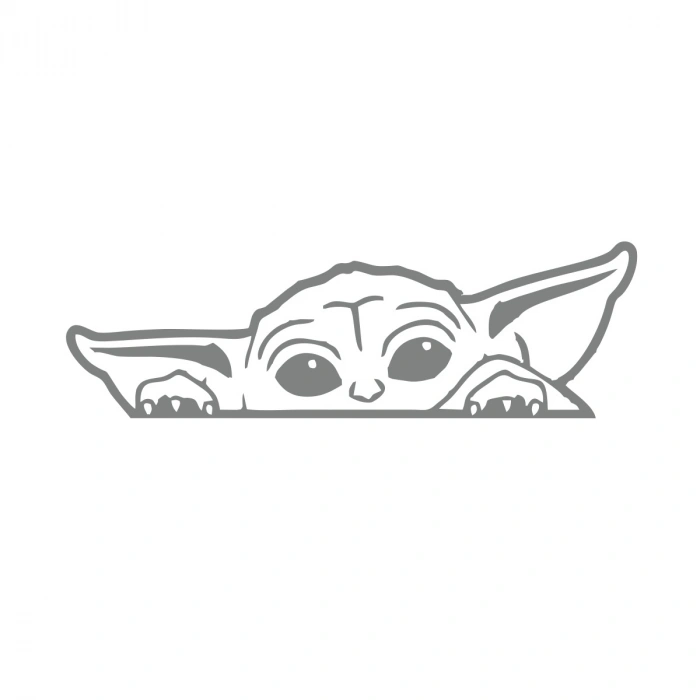 Baby Yoda Araba Stickeri 17x17 Cm Gri