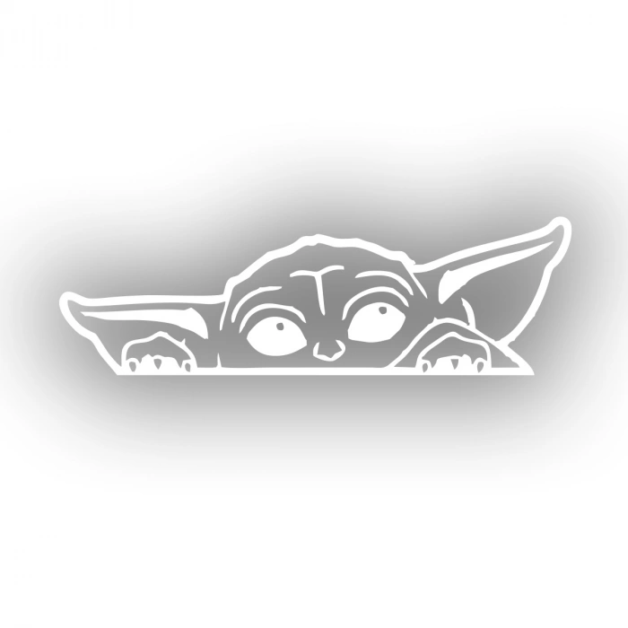 Baby Yoda Araba Stickeri 17x17 Cm Beyaz