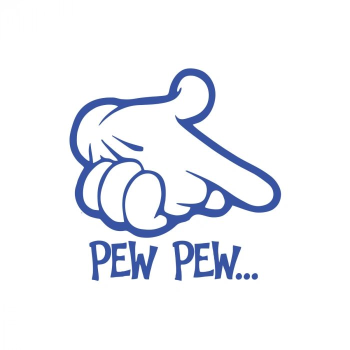 Pew Pew Araba Stickeri 17x17 Cm Mavi