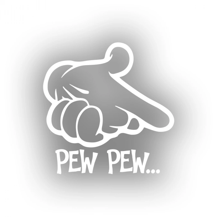 Pew Pew Araba Stickeri 17x17 Cm Beyaz