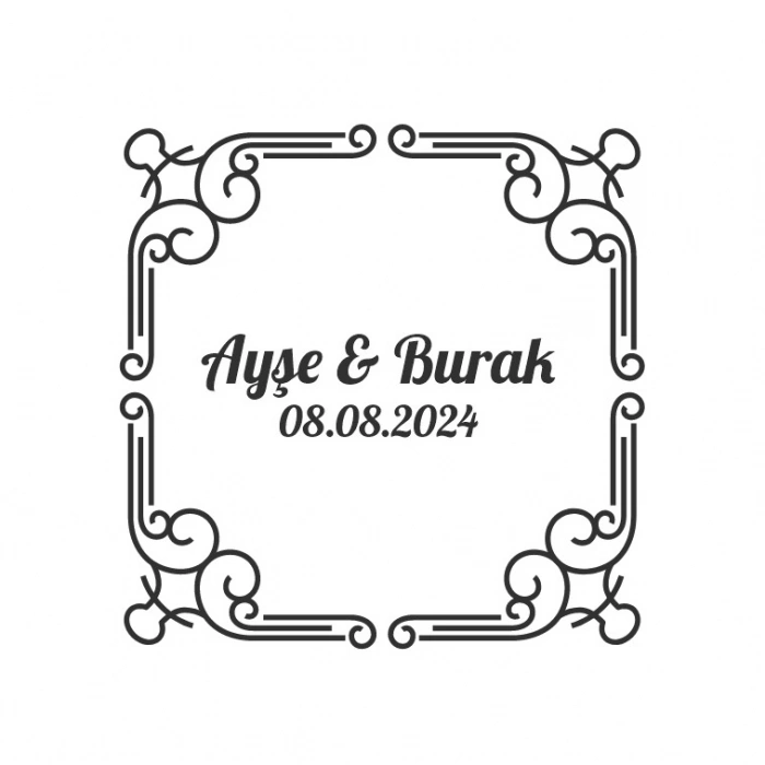 Kare Çerçeveli Etiketi Kına Nişan Düğün 3x3 cm özel etiket / 50 adet sticker