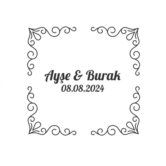 Yuvarlak Geyik Boynuzlu Çiçek Etiketi Kına Nişan Düğün 3x3 cm özel etiket / 50 adet sticker