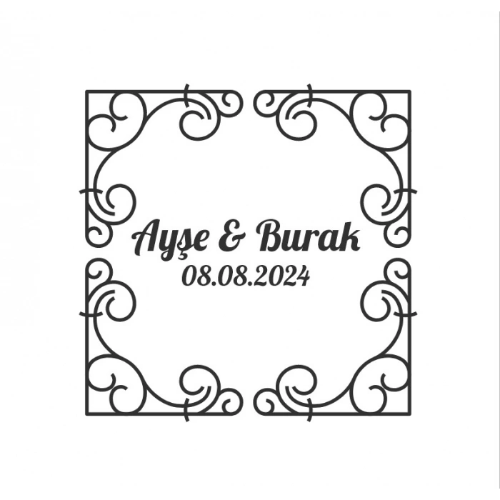 Kare Çerçeveli Etiketi Kına Nişan Düğün 3x3 cm özel etiket / 50 adet sticker