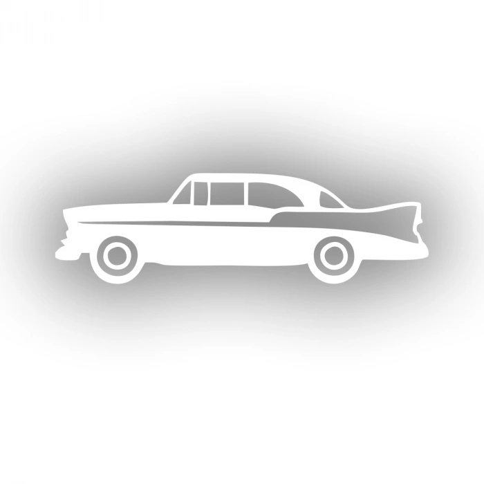 Klasik Araba Araba Sticker 17x17 Cm Beyaz