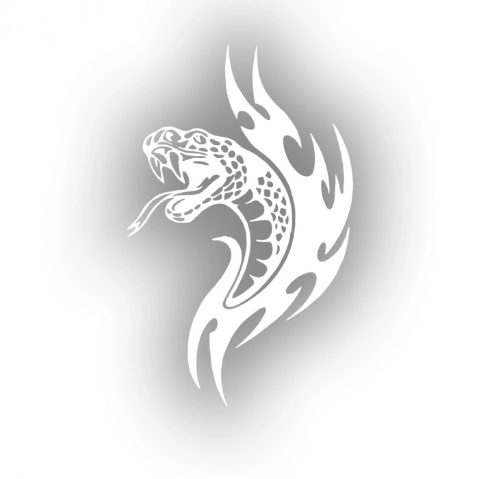 Yılan Araba Sticker 17x17 Cm Beyaz