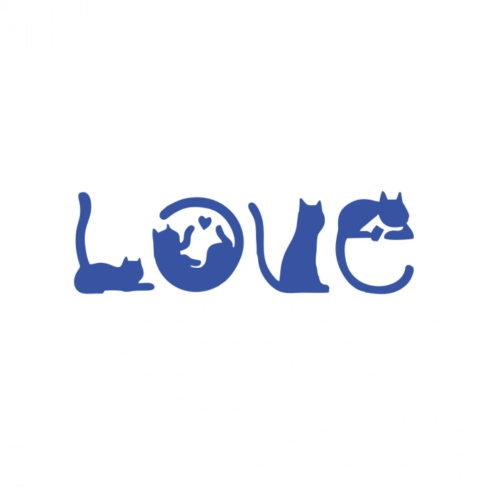 Kediler Love Araba Sticker 17x17 Cm Mavi
