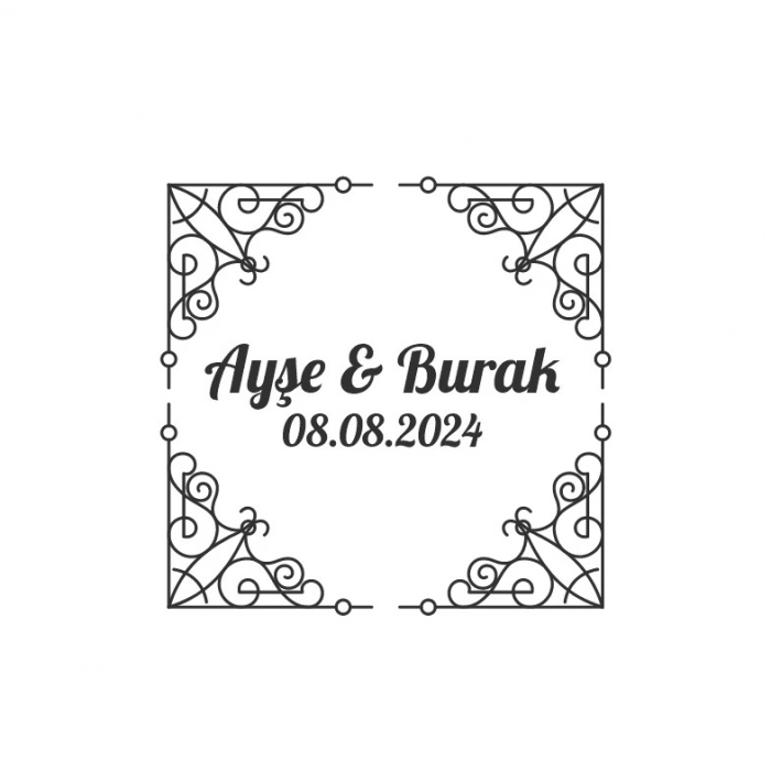 Şık Noel Çelengi Etiketi Kına Nişan Düğün 3x3 cm özel etiket / 50 adet sticker