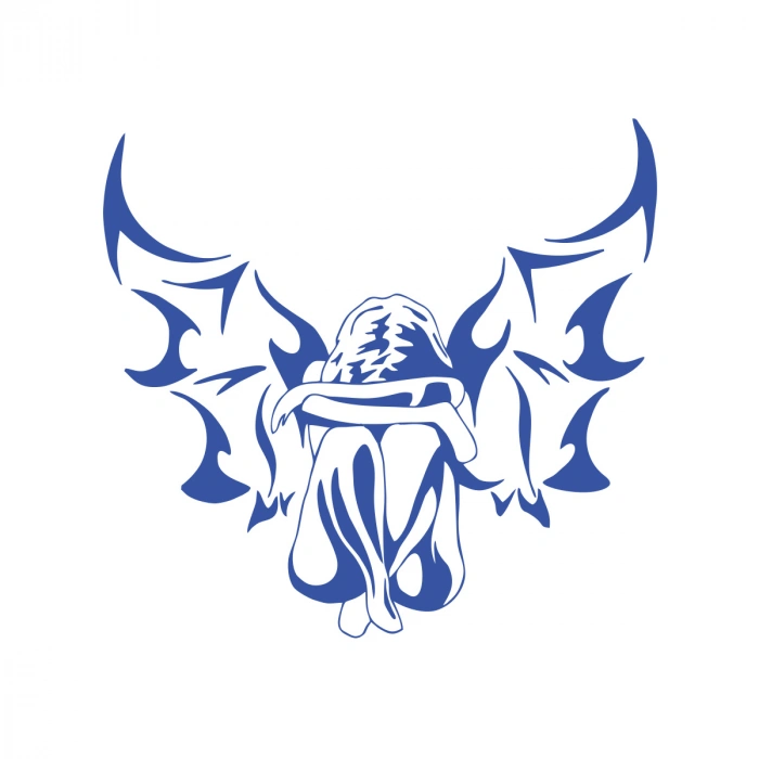 Melek Araba Sticker 17x17 Cm Mavi