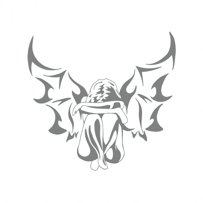 Melek Araba Sticker 17x17 Cm Gri