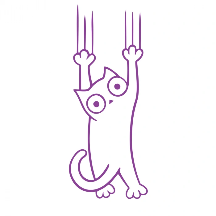 Tutunmaya Çalışan Kedi Araba Sticker 17x17 Cm Mor