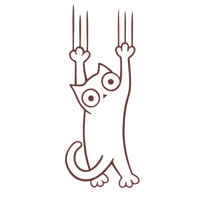 Tutunmaya Çalışan Kedi Araba Sticker 17x17 Cm Kahverengi