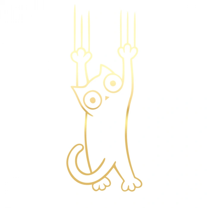 Tutunmaya Çalışan Kedi Araba Sticker 17x17 Cm Gold