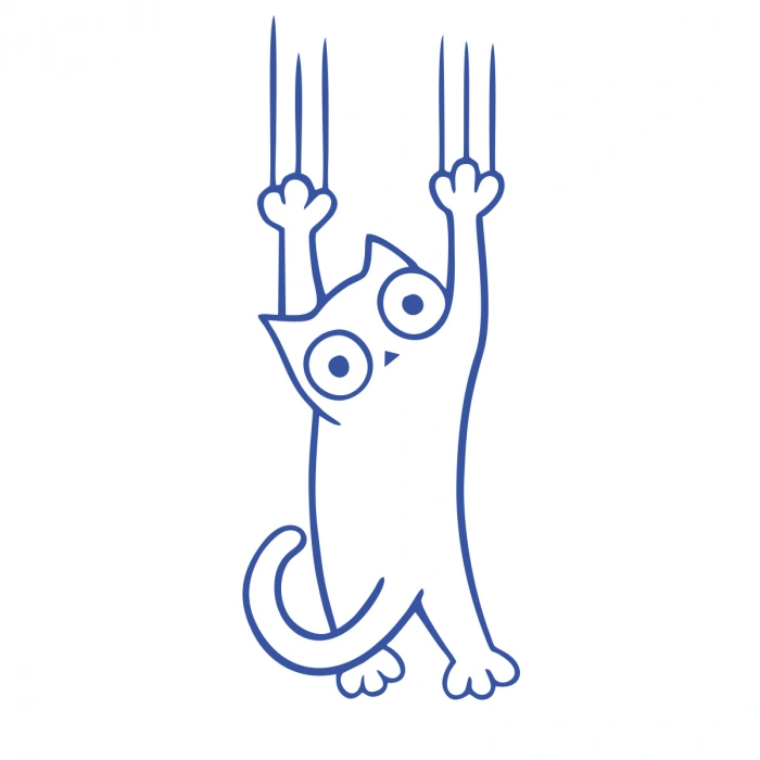 Tutunmaya Çalışan Kedi Araba Sticker 17x17 Cm Mavi