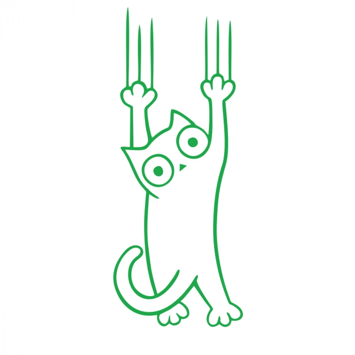 Tutunmaya Çalışan Kedi Araba Sticker 17x17 Cm Yeşil