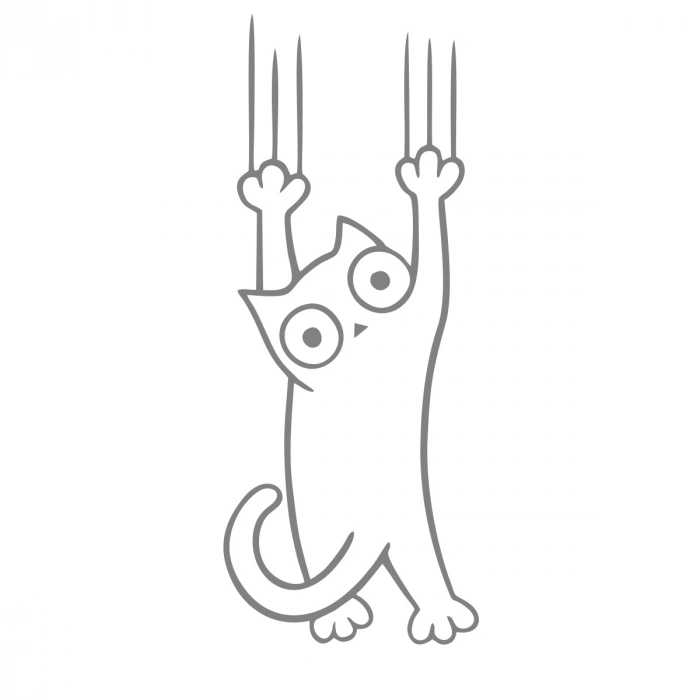 Tutunmaya Çalışan Kedi Araba Sticker 17x17 Cm Gri