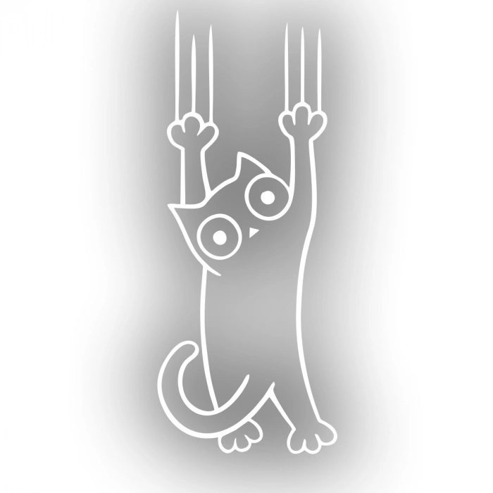 Tutunmaya Çalışan Kedi Araba Sticker 17x17 Cm Beyaz