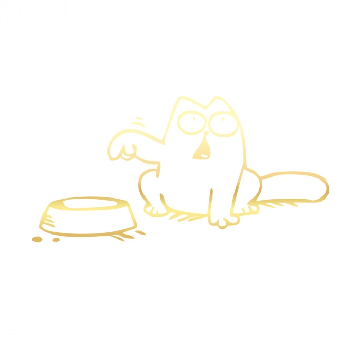 Beslenmeyi Bekleyen Kedi Araba Sticker 17x17 Cm Gold