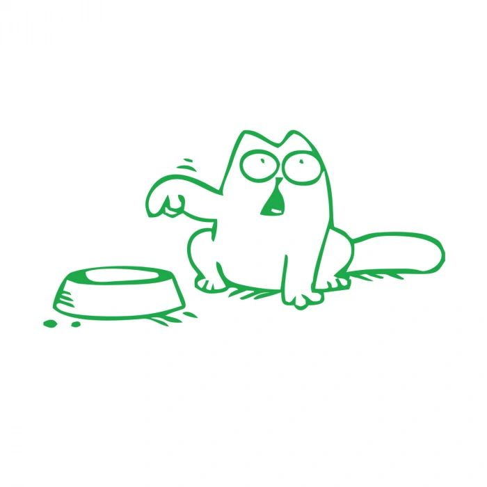 Beslenmeyi Bekleyen Kedi Araba Sticker 17x17 Cm Yeşil