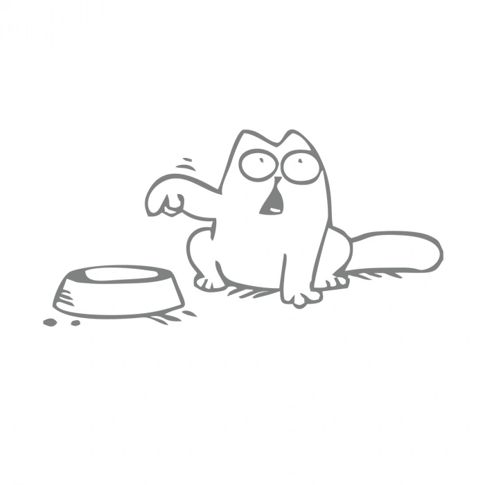 Beslenmeyi Bekleyen Kedi Araba Sticker 17x17 Cm Gri