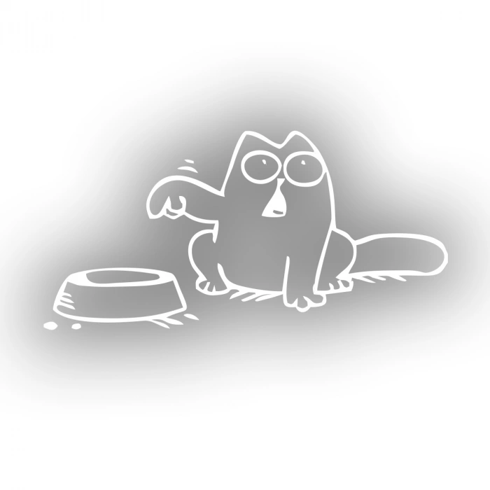 Beslenmeyi Bekleyen Kedi Araba Sticker 17x17 Cm Beyaz