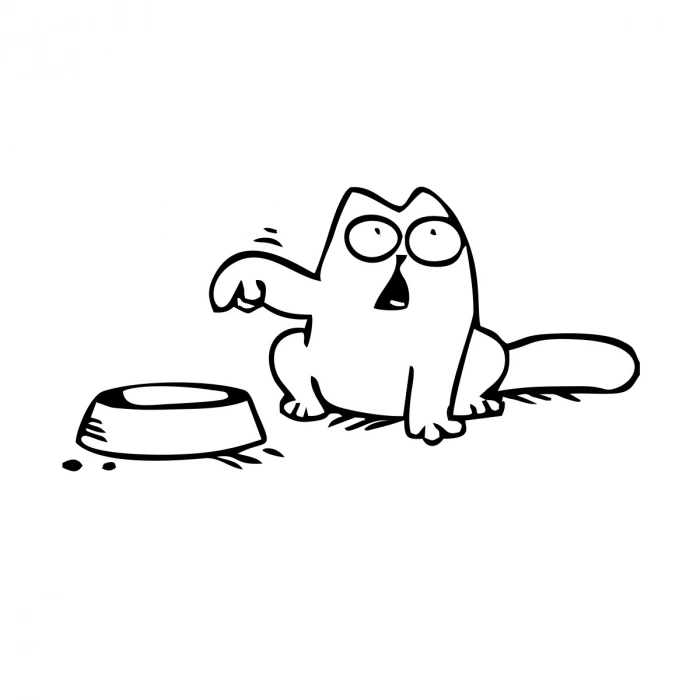 Beslenmeyi Bekleyen Kedi Araba Sticker 17x17 Cm Siyah