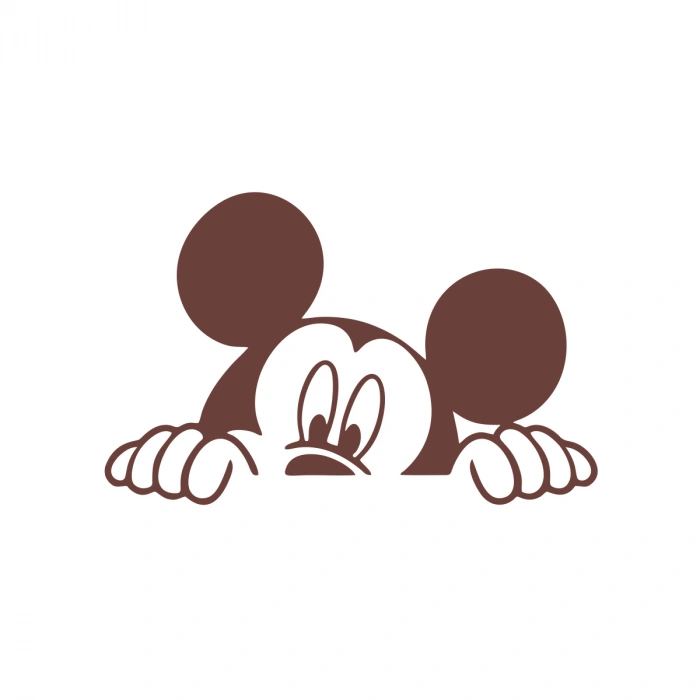 Mickey Mouse Araba Sticker  17x17 Cm Kahverengi