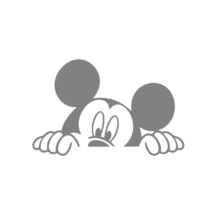 Mickey Mouse Araba Sticker  17x17 Cm Gri