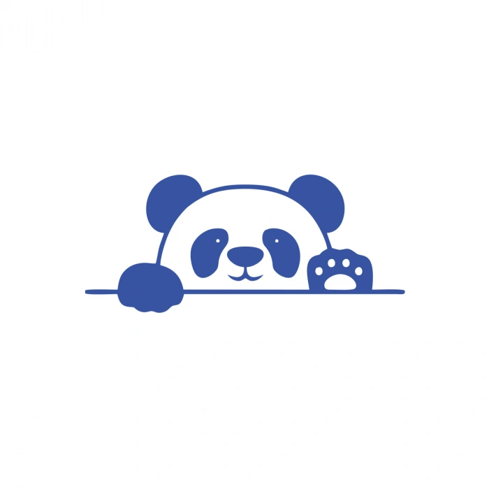 Panda Araba Sticker 17x17 Cm Mavi