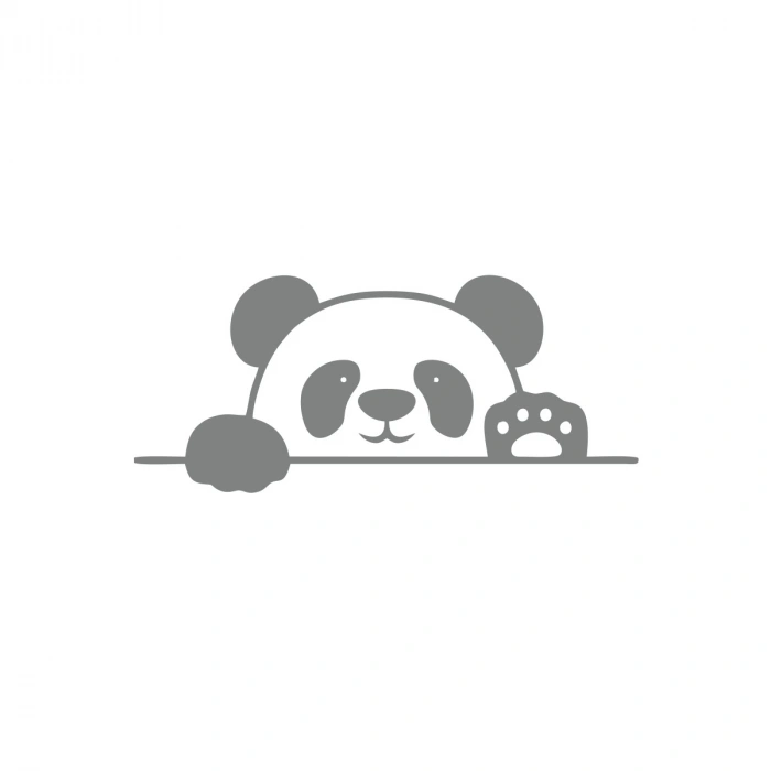 Panda Araba Sticker 17x17 Cm Gri