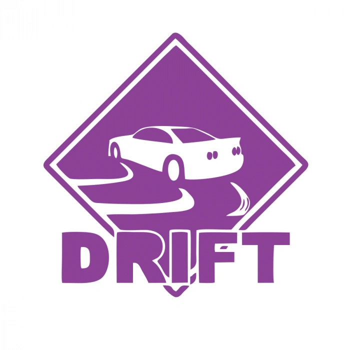 Drift Araba Sticker 17x17 Cm Mor