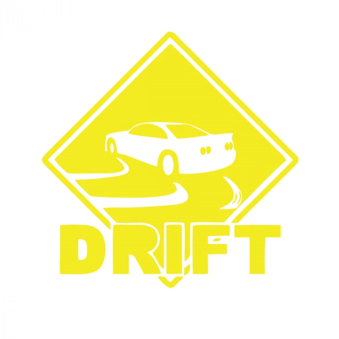 Drift Araba Sticker 17x17 Cm Sarı