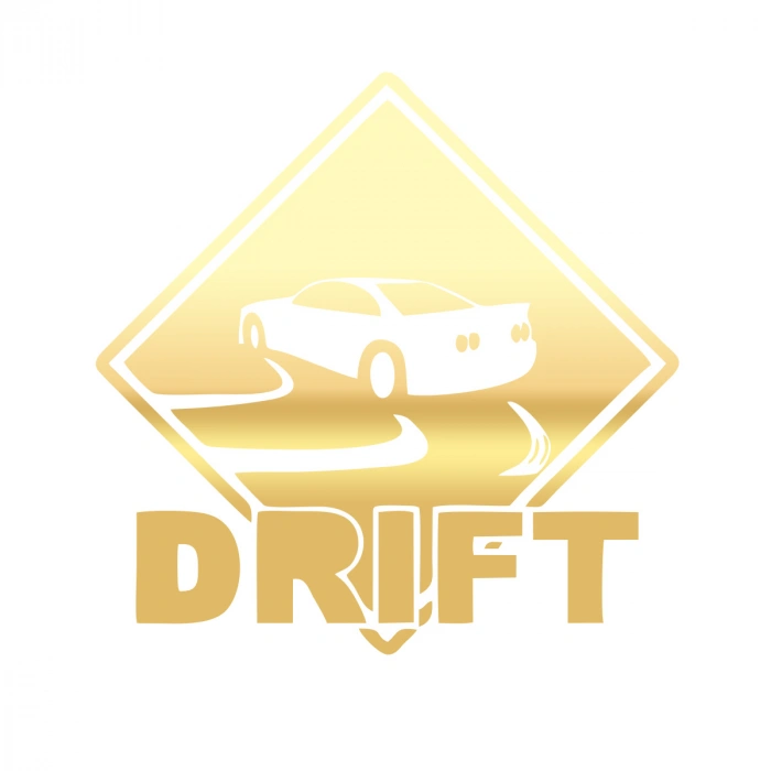 Drift Araba Sticker 17x17 Cm Gold