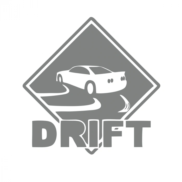 Drift Araba Sticker 17x17 Cm Gri