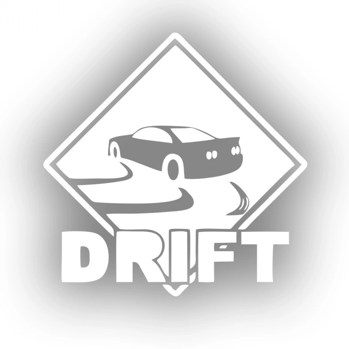 Drift Araba Sticker 17x17 Cm Beyaz