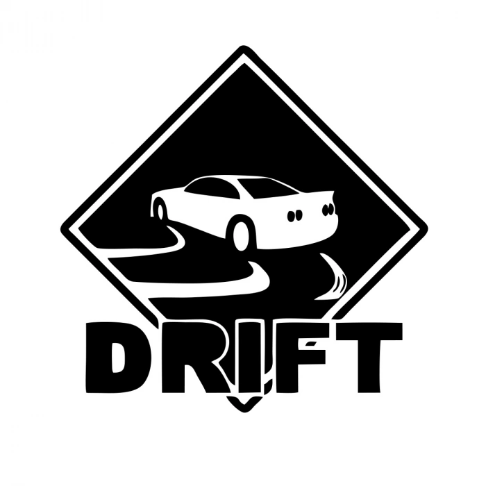 Drift Araba Sticker 17x17 Cm Siyah