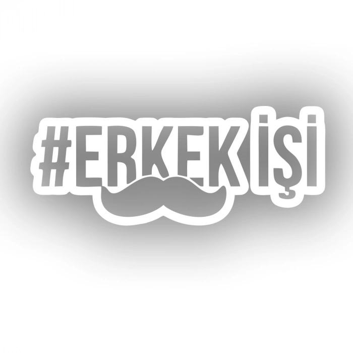 Erkek İşi Araba Sticker 17x17 Cm Beyaz