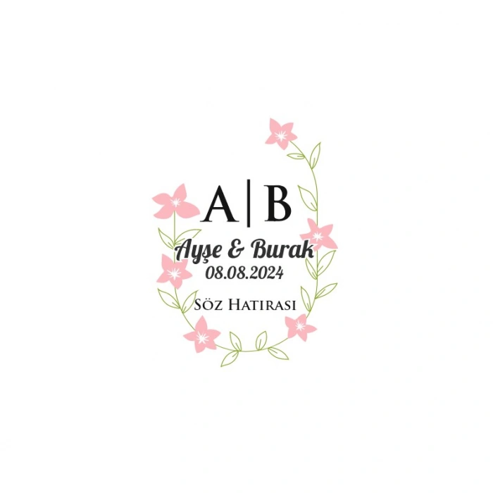 Yapraklı Kış Meyveli Oval Etiket Kına Nişan Düğün 3x3 cm özel etiket / 50 adet sticker