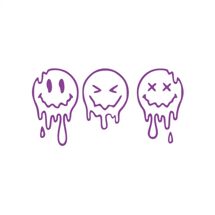 Eriyen Suratlar Araba Stickeri 17x17 Cm Mor