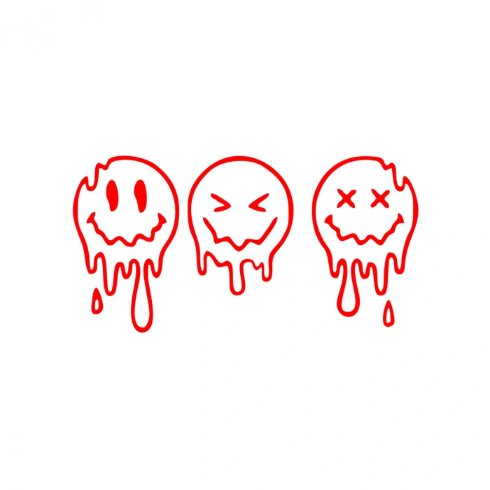 Eriyen Suratlar Araba Stickeri 17x17 Cm Kırmızı